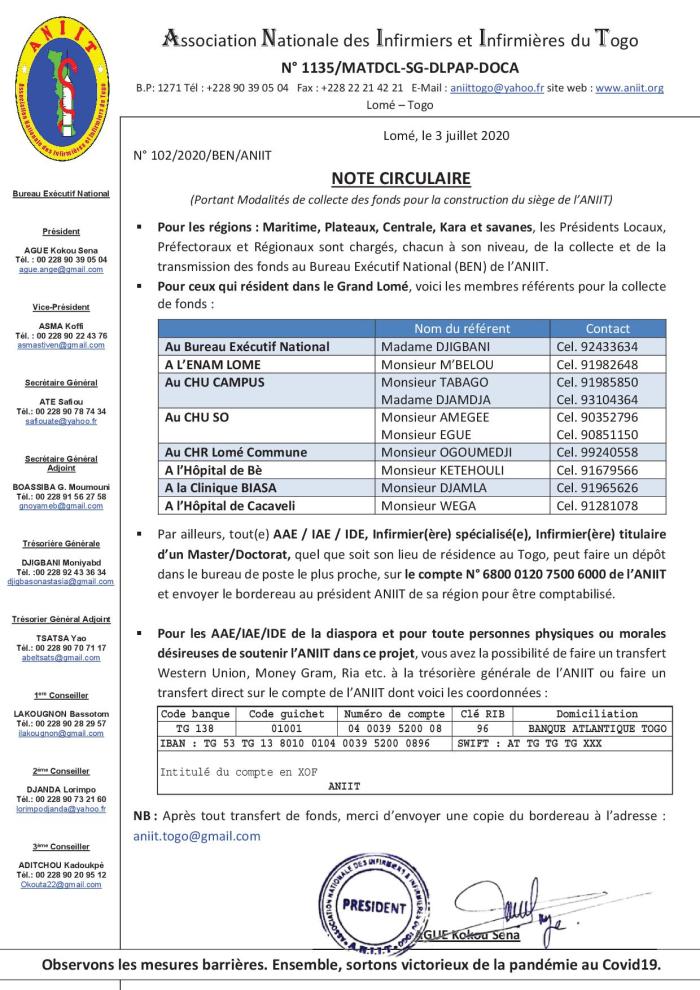 Note circulaire modalités cotisation